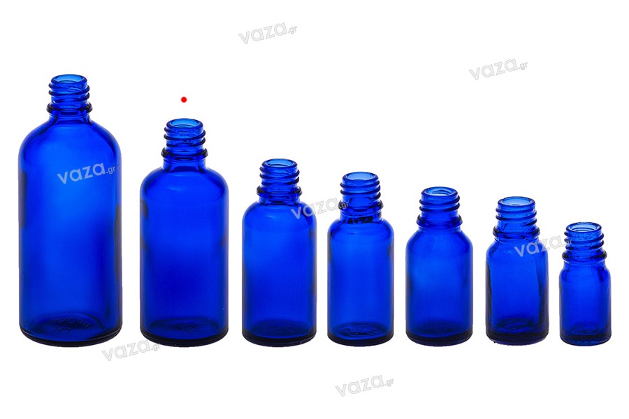 Flacon en verre pour huiles essentielles 50 ml bleu avec orifice