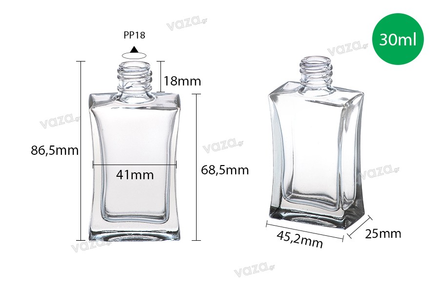 Parfum Flakon - leer - rechteckige Form - 30 ml - nachfüllbar