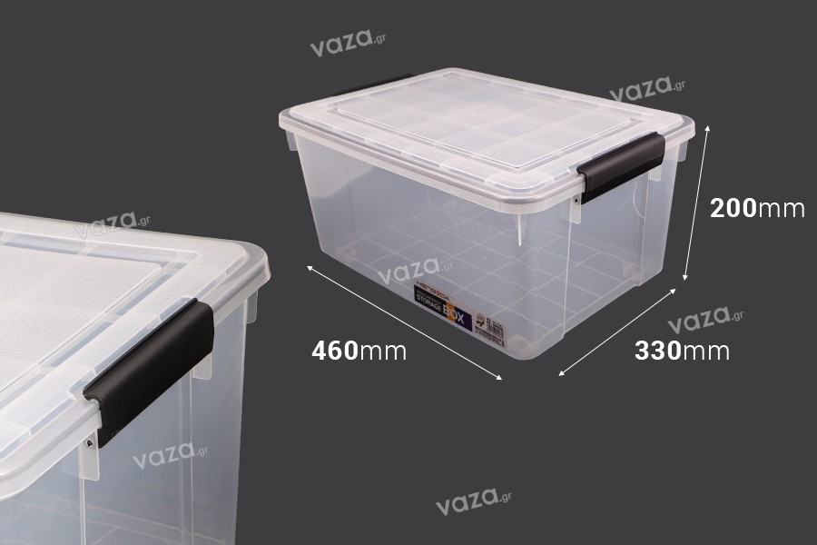 2 contenitori con coperchio, in plastica, trasparente, 52 l