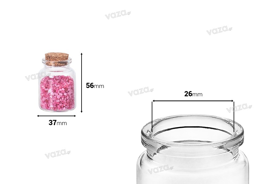 Bottiglietta per bomboniera in vetro da 40 ml con tappo in sughero per  matrimonio e battesimo 37x56mm - 12 pz