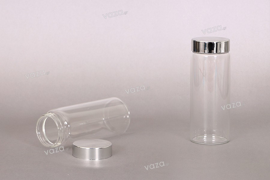 Bocal en verre sphérique avec couvercle plastique PP 150ml 102mm H67mm