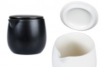 Recipient ceramic de 200 ml cu capac si duza pentru ceara in alb sau negru mat