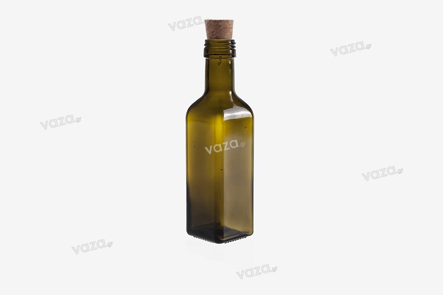 80 Pz bottiglie Marasca trasparenti da 100 ml con tappi verde